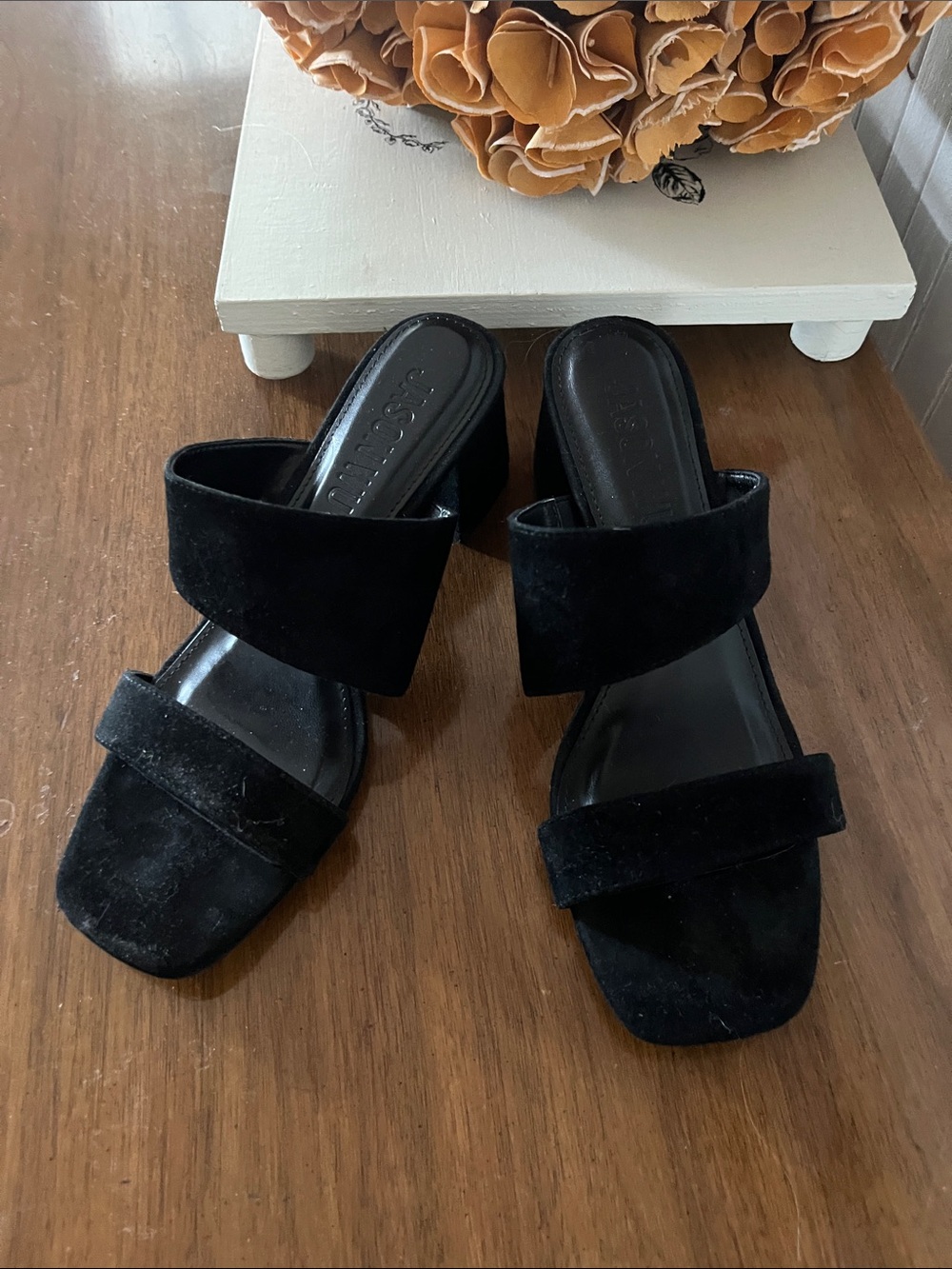 Jason Wu Black Suede Double Band Slide Mules